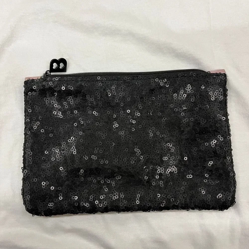 Betty Boop x Ipsy Makeup Bag Cosmetic Pouch Pink Black Sequin Zipper Clutch